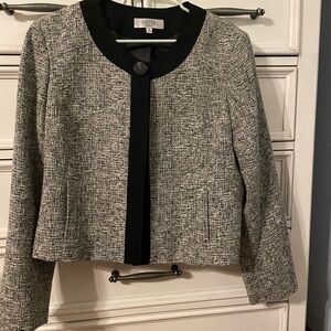 Kasper Black Trim Tweed Cropped Blazer